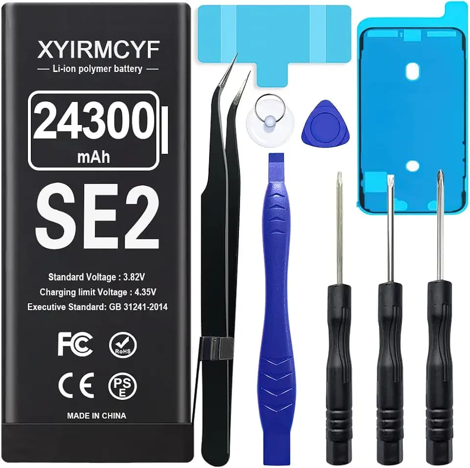 XYIRMCYF 24300mAh Super Capacity Battery Compatible with iPhone SE2 (SE 2020 2nd Generation), 0 Cycle Li-Polymer Replacement Battery for iPhone SE 2020, with Professional Repair Tool Kit