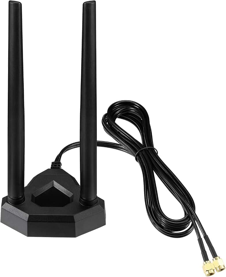 Eightwood Dual Band WiFi Antenne mit Magnetfuß 2,4 GHz/5 GHz RP-SMA Antenne + 2m Verlängerungskabel für PC Router Bluetooth WLAN-Karten PCI PCIe-Karten PC Mainboard