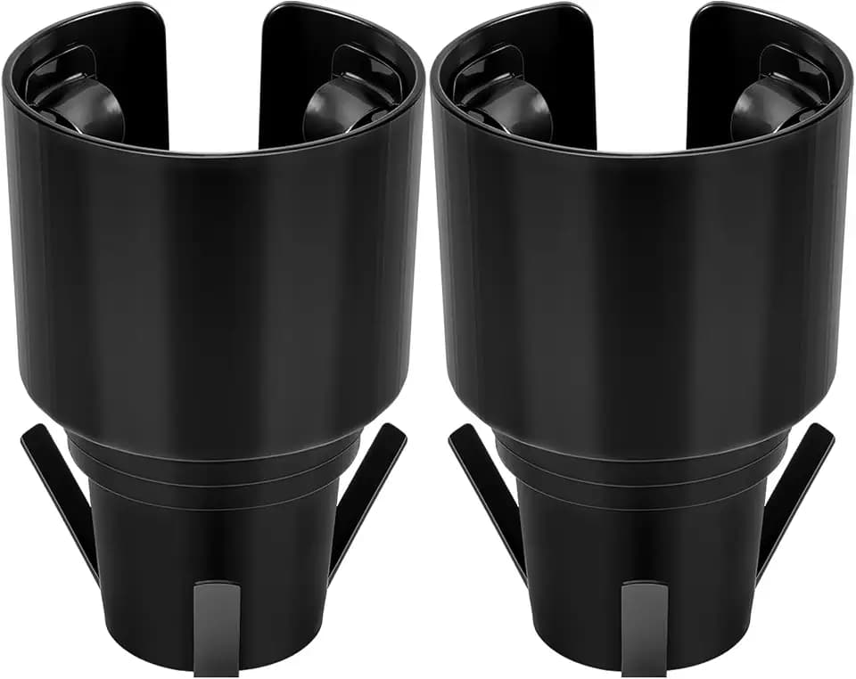 2 Pack Universal Golf Cart Cup Holder for 1 lb Portable Propane Heater, Fits 18-40 oz Water Bottles, Anti-Tip Design, Compatible with Yamaha, EZGO, and Club Car, Outdoor Essential Accessory, Black