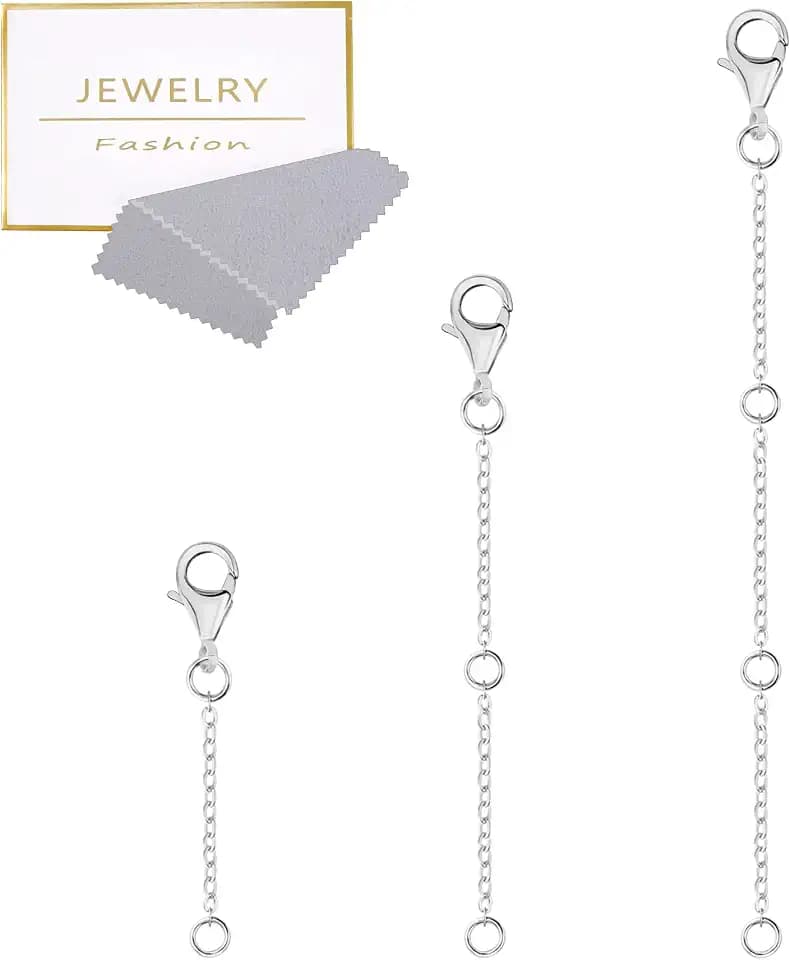 Silver Necklace Extenders with Lobster Clasp, Bracelet Anklet Extension
