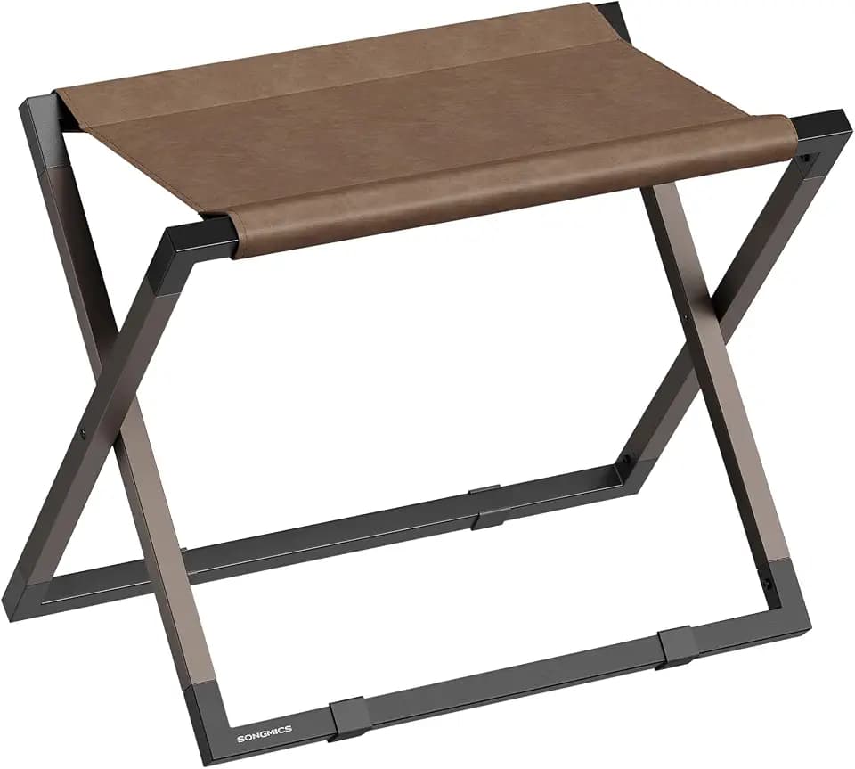 SONGMICS Luggage Rack, Foldable, Metal, Synthetic Leather
