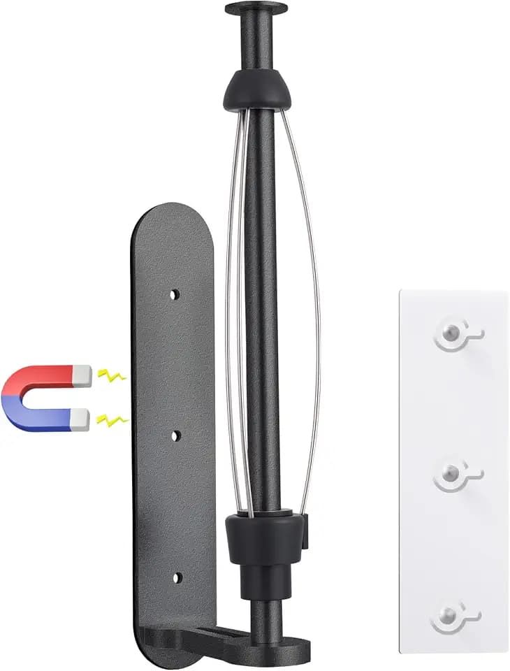 Magnetic Paper Towel Holder for Fridge-Great Adhesive Magnetic,One Hand Operable Paper Towel Holder,No Drill Wall Mount Hanging for Garage RV Kitchen (Black)