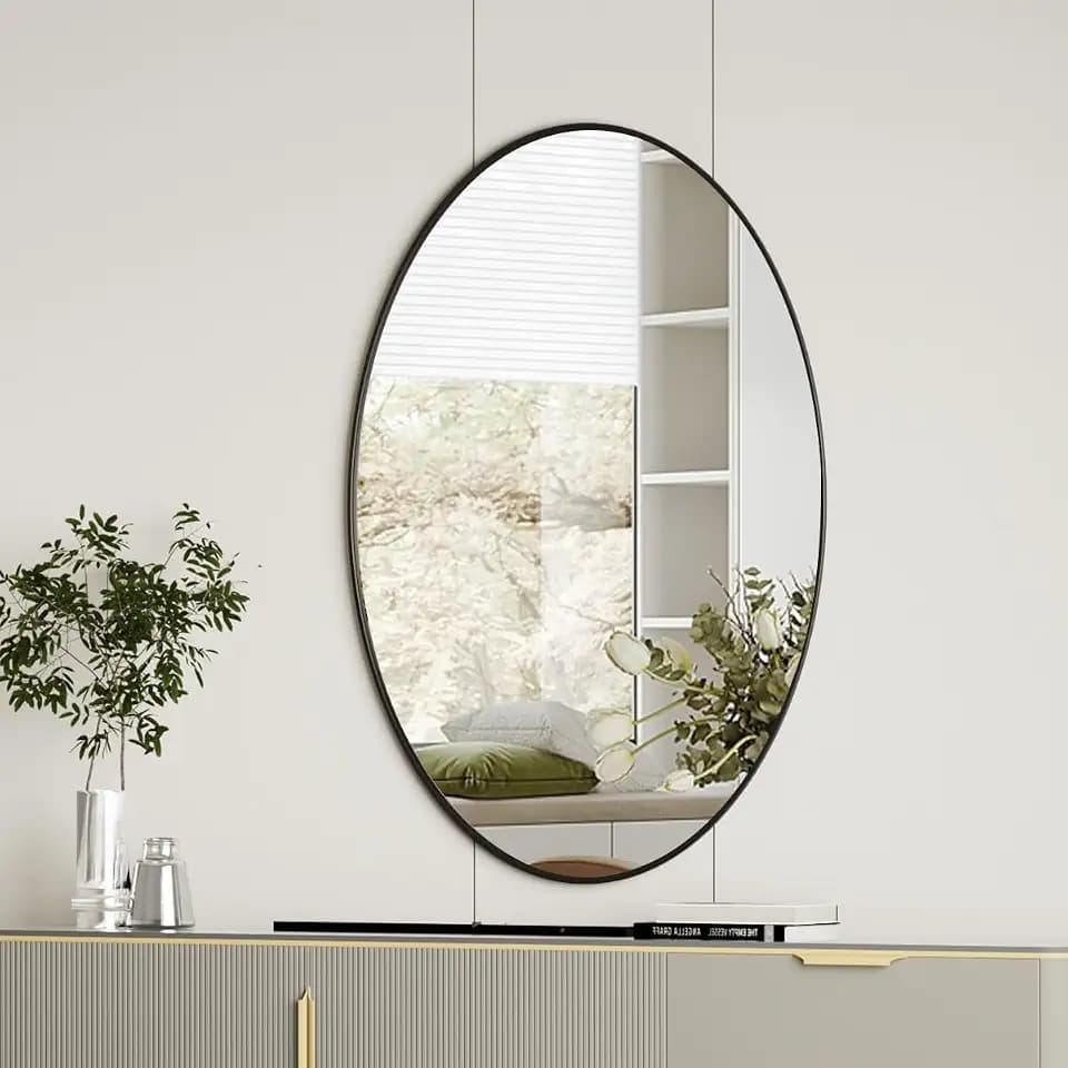 Koonmi Black Oval Bathroom Mirror, 20"x28" Oval Mirror for Wall
