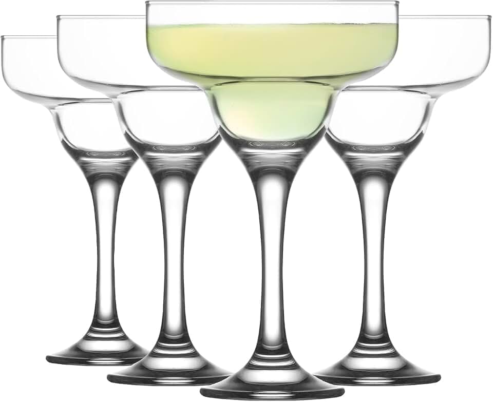 LAV Margarita Glasses Set of 4 - Margarita Cocktail Glasses 10.25 oz - Clear Daiquiri Glasses for Parties - Classic Cocktail Drinking Glasses for Frozen Drinks