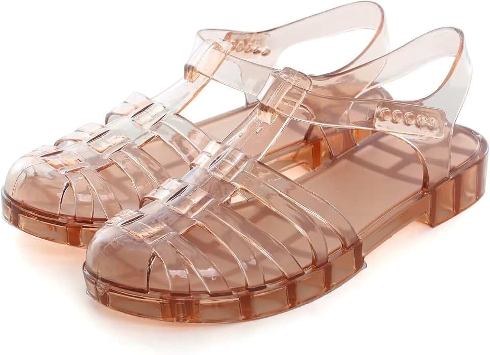 Hee grand Crystal Jelly Heel Sandals for Women Summer Beach Jelly Shoes