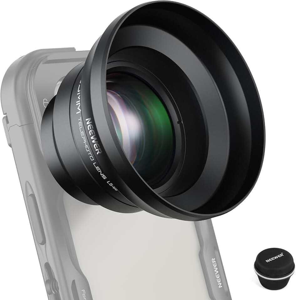 NEEWER HD 65 mm Tele Handy Kamera Objektiv mit Gegenlichtblende, LS-66