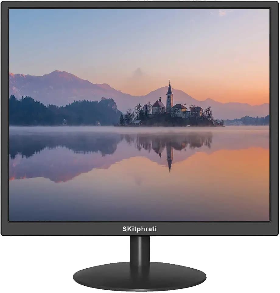 SKitphrati 19 Zoll Monitor HD 1280 X 1024 Bildschirm mit VGA, HDMI, 5:4 Seitenverhältnis, 75 Hz, VESA montierbar, TN Panel Monitor für PC, Computer, Laptop, Raspberry Pi, Schwarz