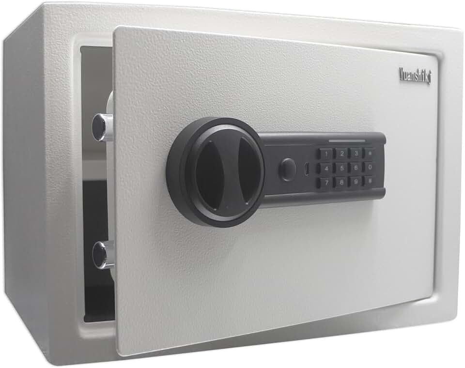 Yuanshikj Steel Security Safe Lock Box, Electronic Keypad,0.77 Cu Ft,White