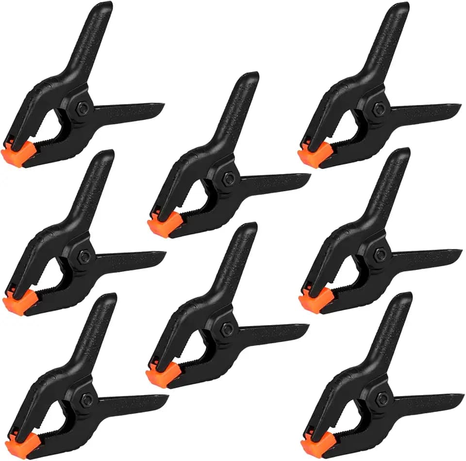 8 Pack Spring Clamps, 4.5inch Plastic Clips, Small Backdrop Clips, Clamps Heavy Duty, Spring Clips for Crafts, Backdrop Stand, Woodworking, Photography Studios (Black)