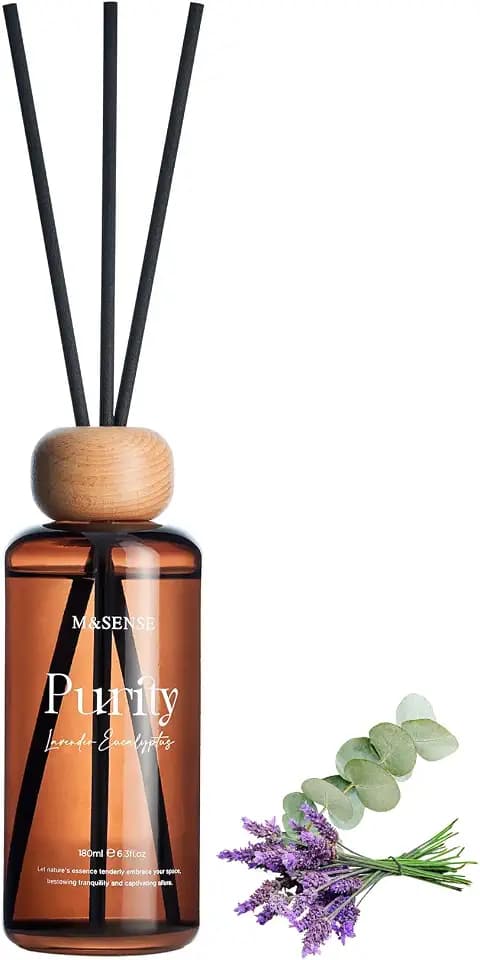 M&SENSE Reed Diffuser, Lavender Eucalyptus, 6.3 oz Natural Essential Oil