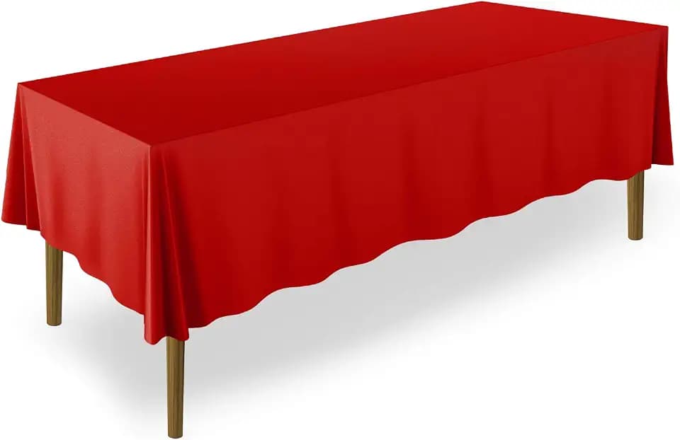 Lann's Linens 70 x 120 Inch Rectangular Tablecloth, Washable Polyester Fabric Table Cloth for Dining Tables, Parties, Restaurants, Weddings - Red