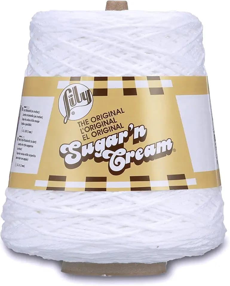 Lily Sugar'n Cream Cotton Cone Yarn, White, 1 Cone, 14 oz (Pack of 1)