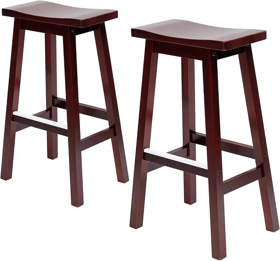 PayLessHere | 30" Wooden Bar Stools | Brown | Set of 2