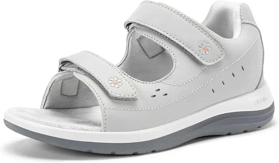 FitVille Diabetic Sandals for Women Wide Width, Open Toe Orthopedic Wide Sandals for Women with Adjustable Straps and Arch Support for Bunions, Plantar Fasciitis, Swollen Feet