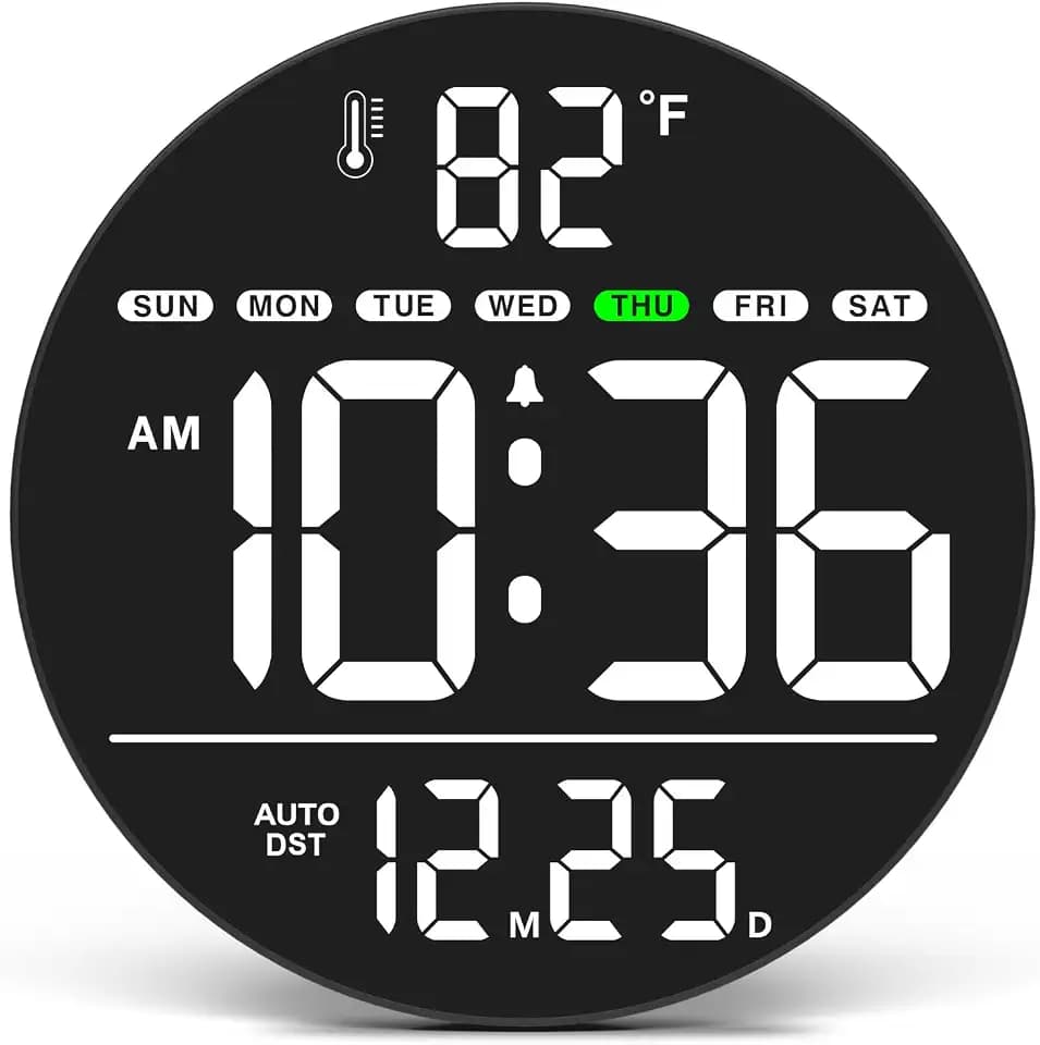 WallarGe Electric Large Digital Wall Clock with LED Display