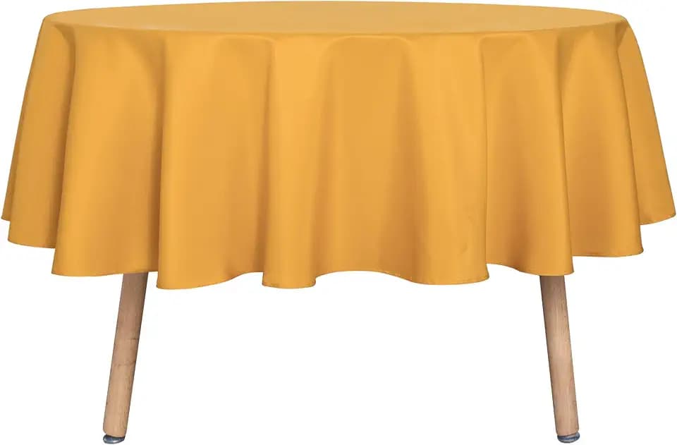 sancua Gold Round Tablecloth 60 Inch Diameter for 20-48 Inch Tables