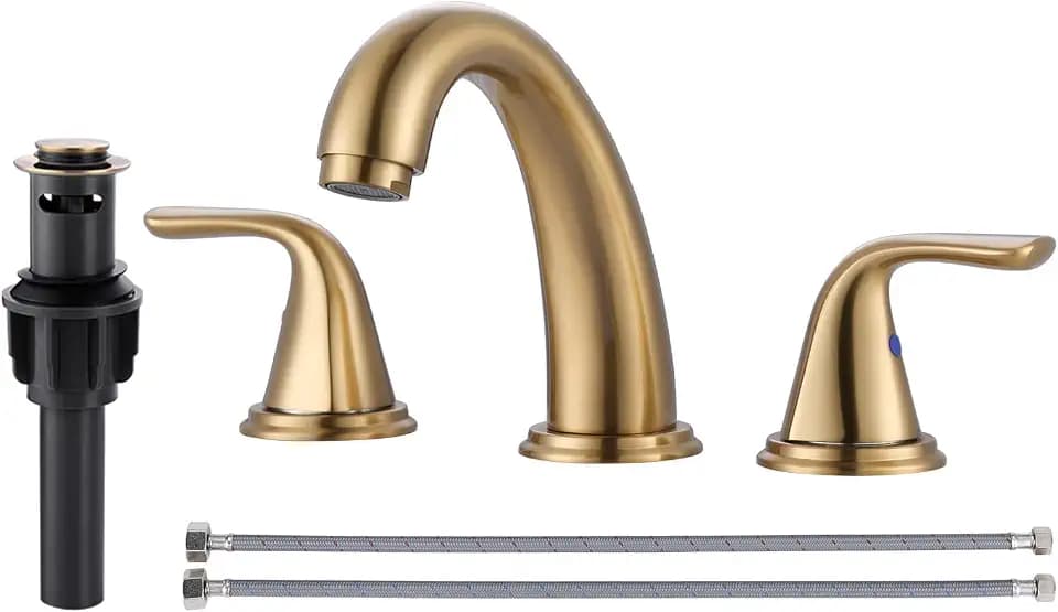 ALEASHA Bathroom Sink Faucet 3 Holes Gold Bathroom Faucet