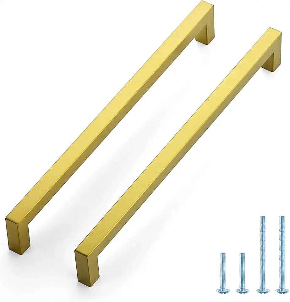 JOY DECOR Gold Cabinet Handles Square Cabinet Pulls, 10 Inch CC, 2 Pack
