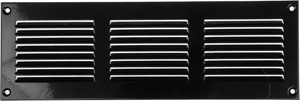 Repa Market 12x4 Inch Air Vent Cover, Black Galvanized Steel Louvered Grill Cover with Mesh Screen, Wall or Ceiling Vent, Durable Flush Mount HVAC Register for Indoor and Outdoor Ventilation