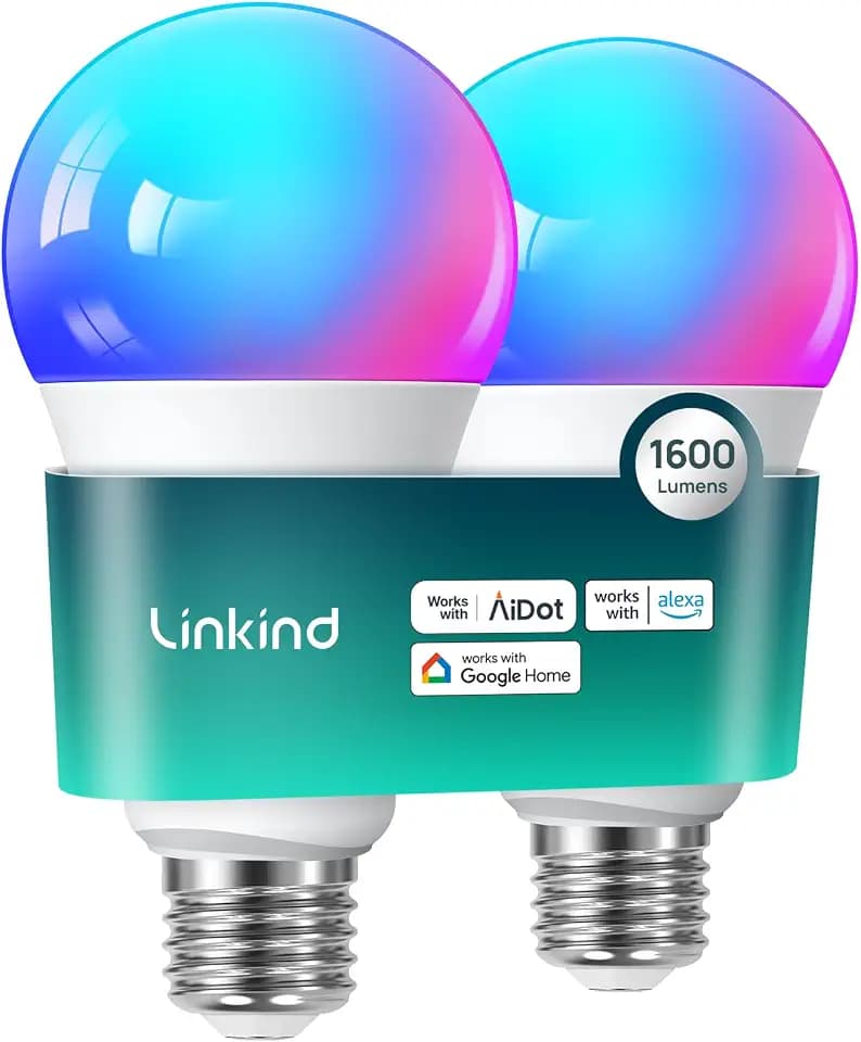 Linkind A21 Smart Light Bulbs, Compatible with Alexa/Google Home, 2 Pack