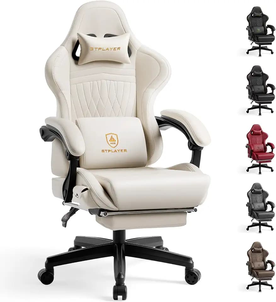 GTPLAYER Gaming Chair, Comfort Computer Office Chair for Adults, Ivory