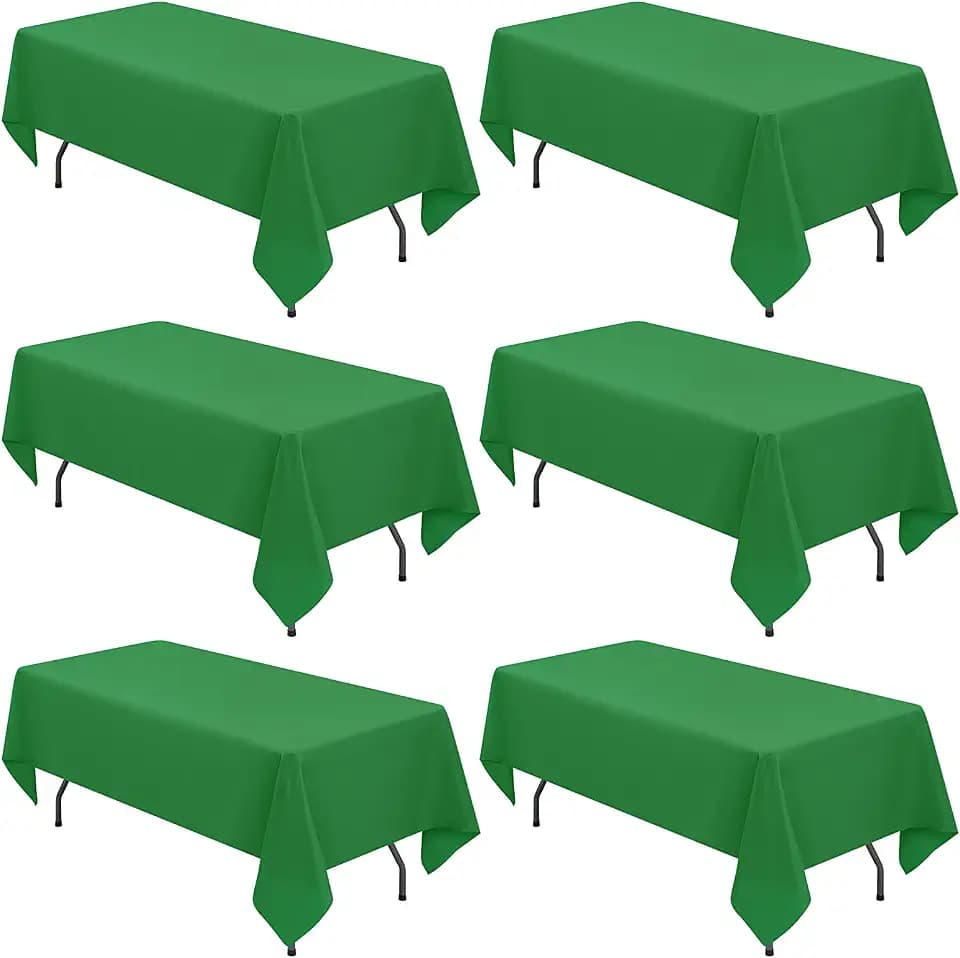 6 Pack Green Tablecloth 60 x 126 inch Polyester Table Cloth for 6 Foot Rectangle Tables,Stain and Wrinkle Resistant Washable Fabric Table Covers Polyester Green Table Clothes for Wedding,Party,Banquet