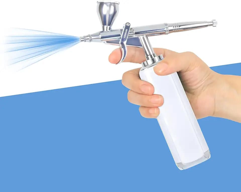 high air Flow Cordless Airbrush Kit, Wireless Portable Air Brush Compressor, Rechargeable Mini Air Brush, Handheld Airbrush Gun for Barber, Model Painting, Nail Art, Makeup, Tattoo (White)