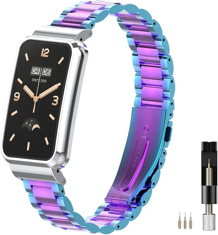 Miimall Armband Kompatibel mit Xiaomi Mi Band 7 Pro Armbänder, Verstellbare Edelstahl Metall Ersatzbänder Smart MiBand Replacement Watch Strap Uhrenarmband für Xiaomi Mi Band 7 Pro Bunt
