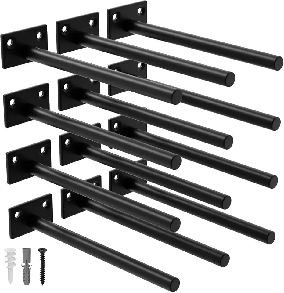 LEOPO 12-Pack 8 inch Floating Shelf Brackets, Hidden Shelf Bracket for Wood