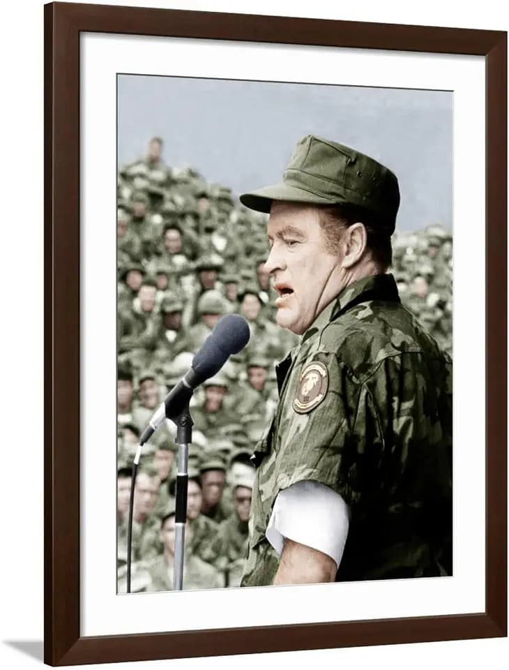 ART.COM Wall Photo Bob Hope entertains the troops in Vietnam, ca. late 1960s on Brown Frame, 32" x 40"