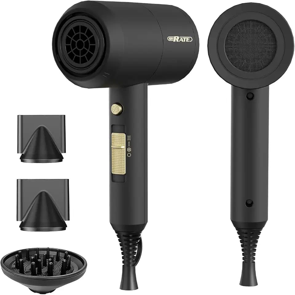 SHRATE Professional Ionic Hair Dryer with Diffuser & Nozzle | Low Noise