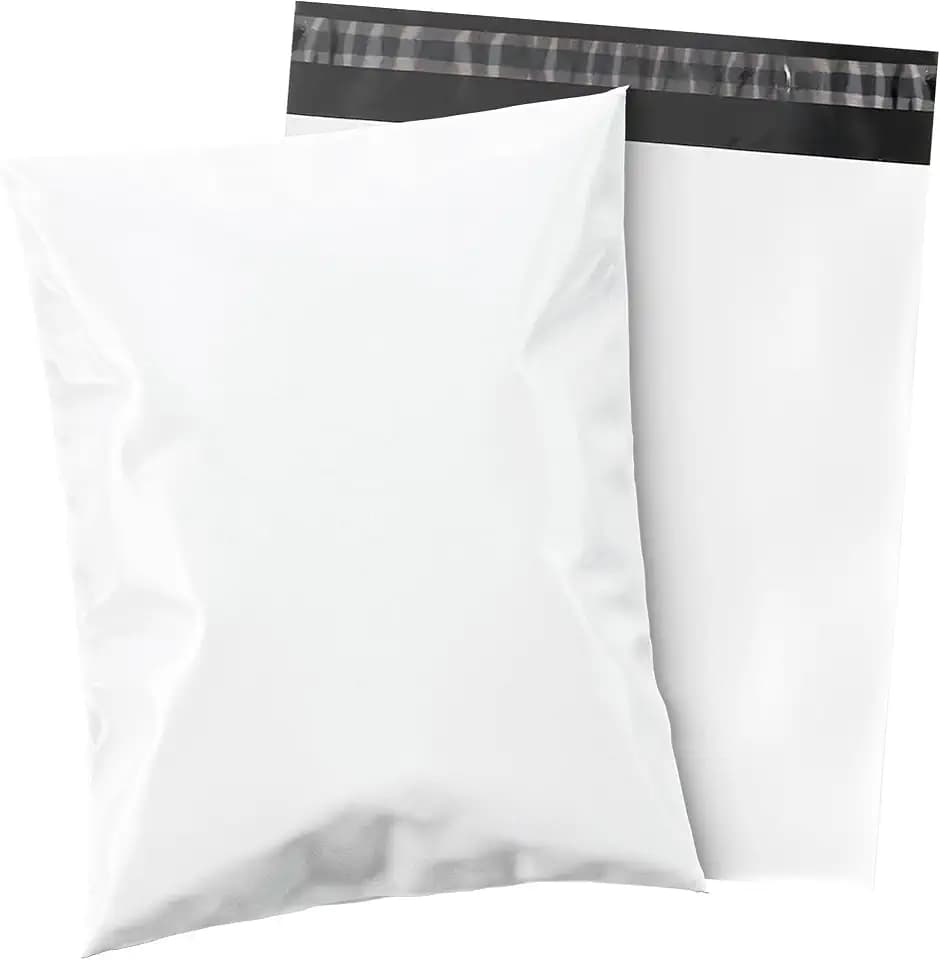 Shop4Mailers 9x12 Inch 2 Mil Poly Mailers – Glossy White Waterproof Tear-Resistant Shipping Bags for T-Shirts, Clothing, Apparel & Books with Permanent Self Seal Adhesive (100 Pack)