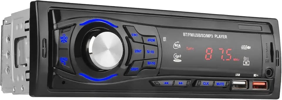 Autoradio Bluetooth 1DIN, Auto Radio mit BT-Freisprechfunktion, 2 USB-Ports