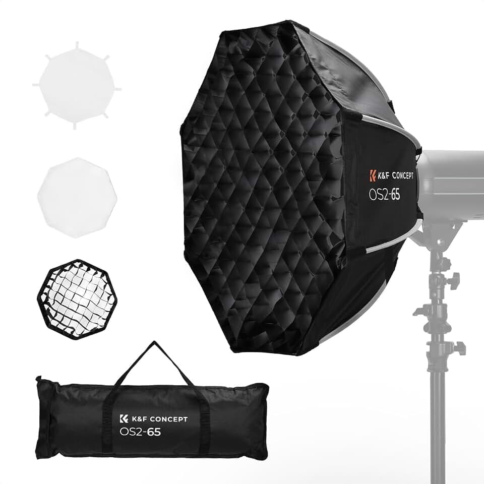 K&F CONCEPT 65cm Octagonal Softbox Schnellmontage w/Gitter+Diffusor+Tasche