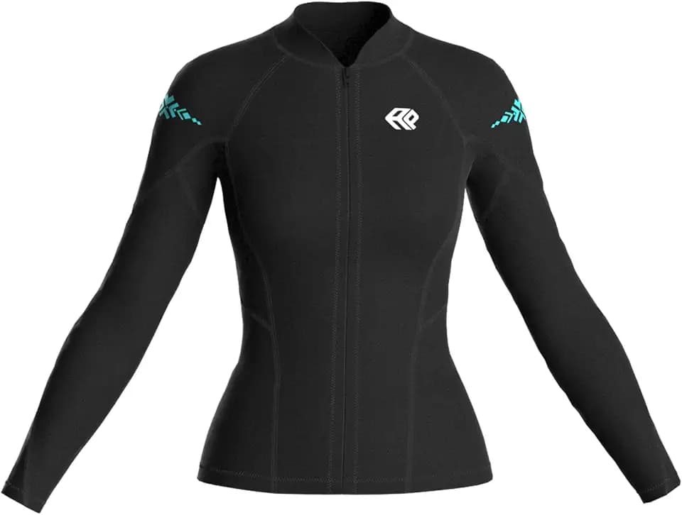Wetsuit Women Top Jacket Neoprene Wet Suit for Women Cold Water Swimming Jacket Long Sleeve Dive Scuba Wet Suit Shirt Front Zip Wetsuits Shirts Vest for Spearfishing,Snorkeling,Surfing