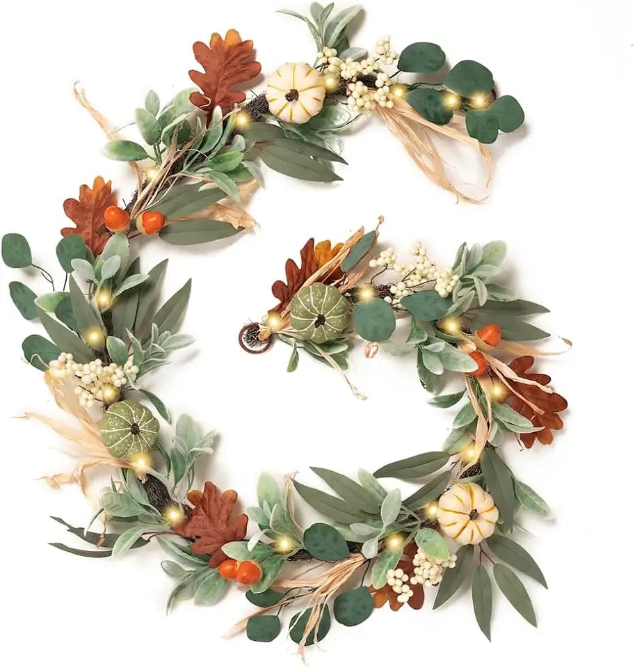 Valery Madelyn 6ft Fall Garland for Mantle with Pumpkins