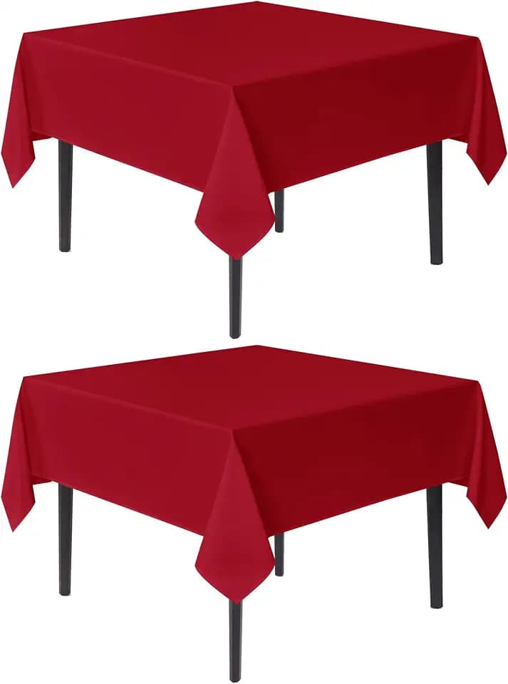 sancua Christmas Red Square Tablecloths 54x54 Inch Table Cloth, 2 Pack