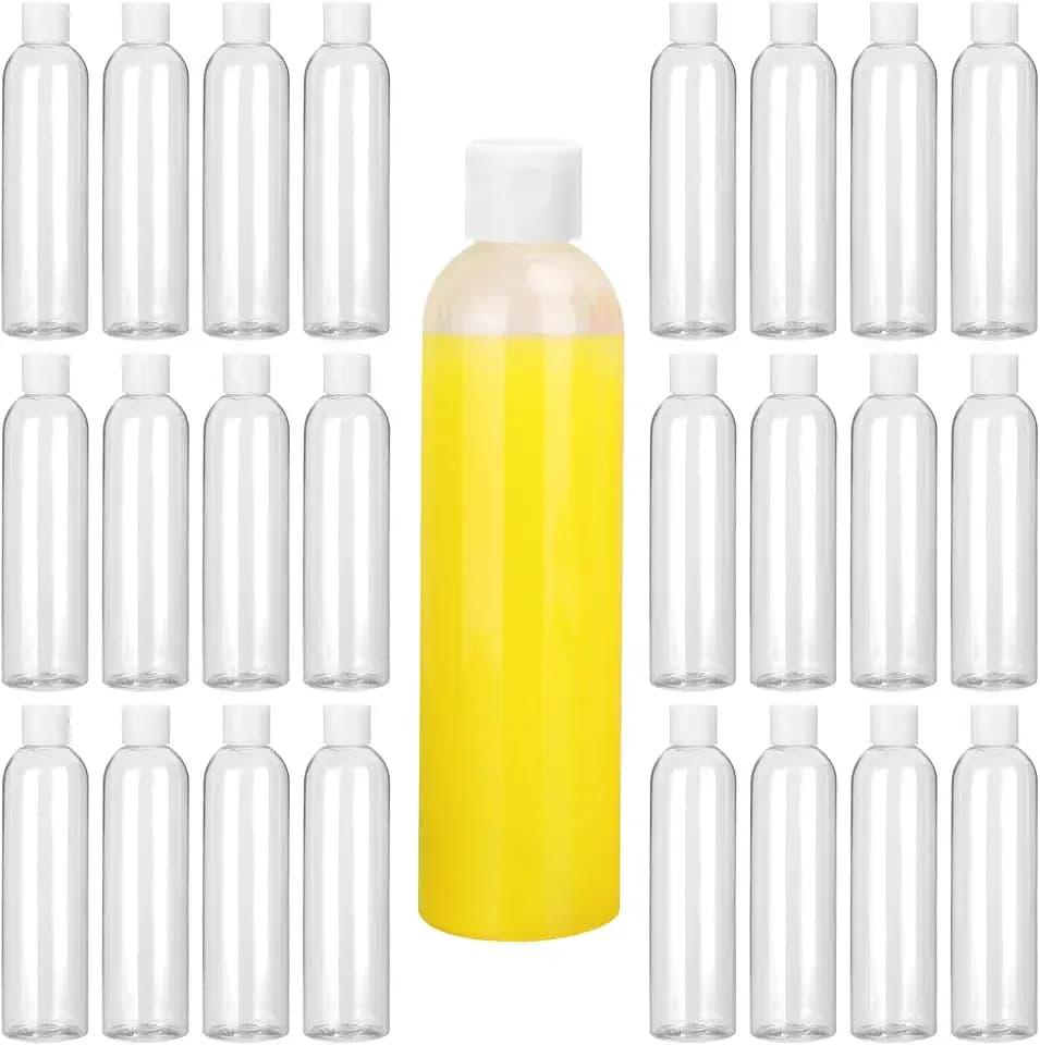 25 Pack 8 oz Plastic Bottles with White Top Caps, Clear Empty Bottles, Cosmetic Containers for Lotion and Shampoo, Cream, Travel-Friendly Bottles, BPA-Free for Liquids and Personal Care