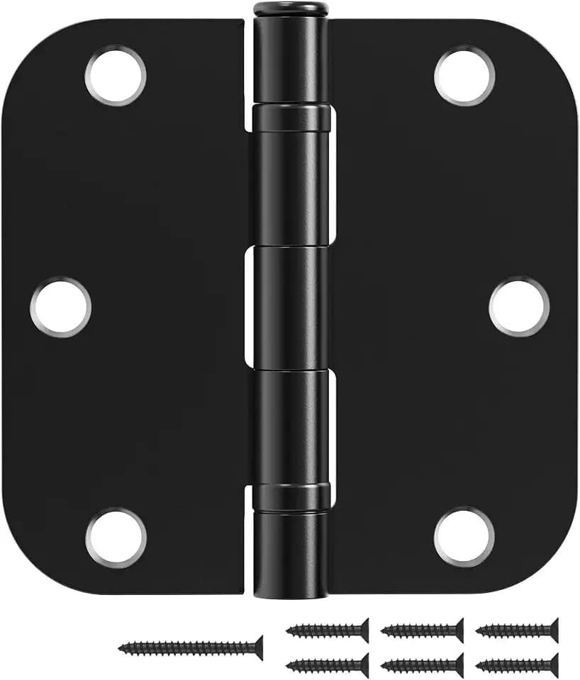 12 Pack Black Door Hinges 3.5 Inch 5/8" Radius Ball Bearing Anti-Squeak