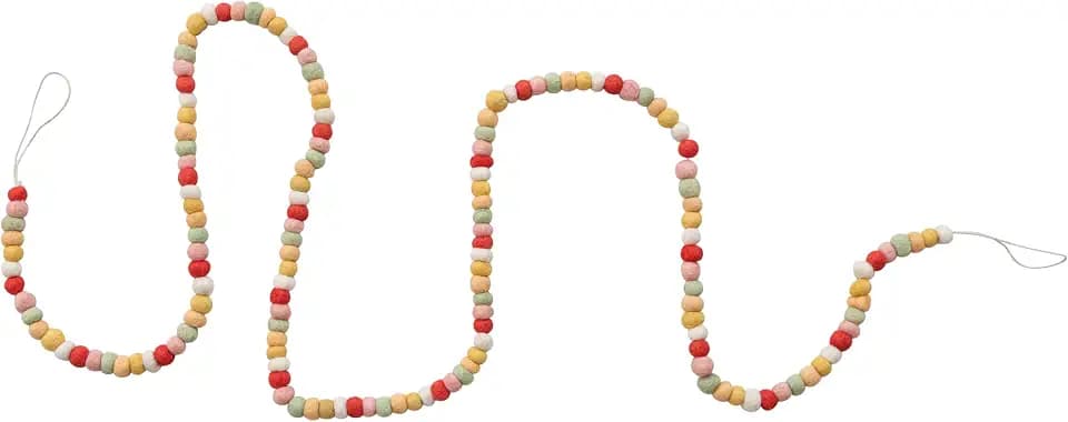 Creative Co-Op Wool Felt Ball Garland, Multicolor