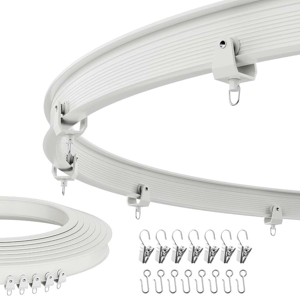 Flexible Bendable Ceiling Curtain Track, Mount for Curtain Rail with Curtain Tracks System, Room Divider, Curtains Rod, RV Ceiling Track, 16.4 FT/ 5 M, White