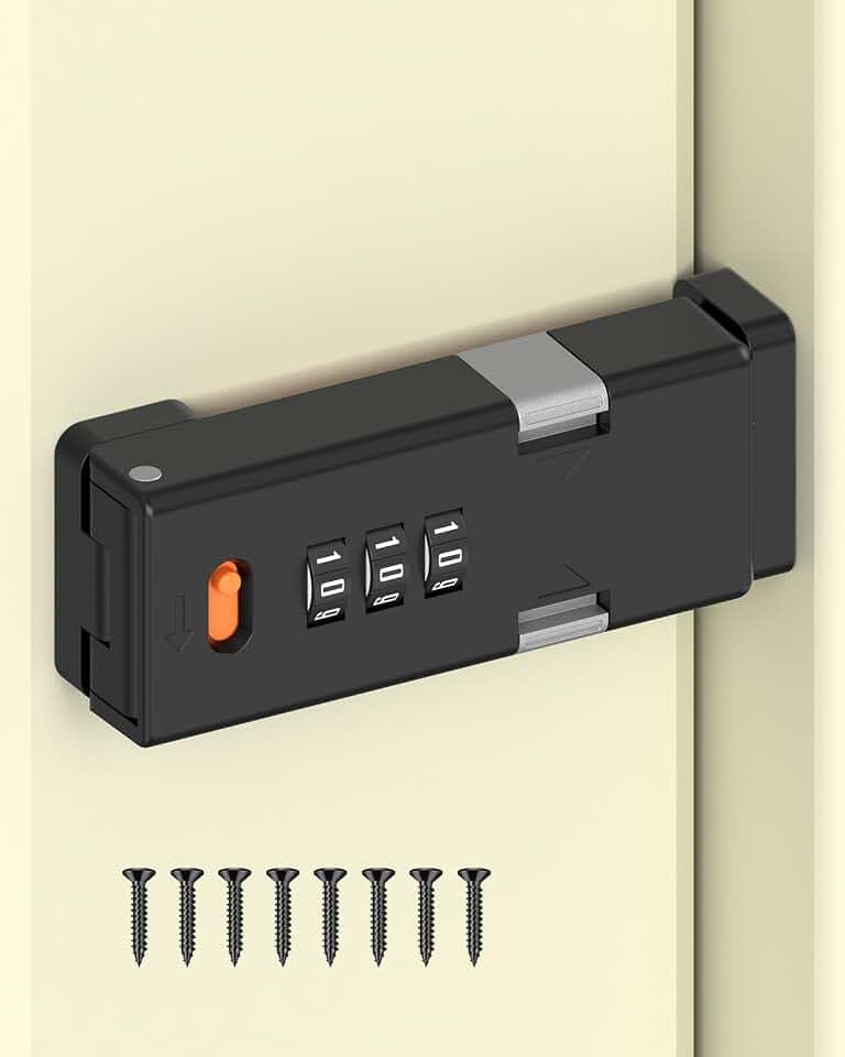 90 Degree Barn Door Combination Lock, Keyless, Black