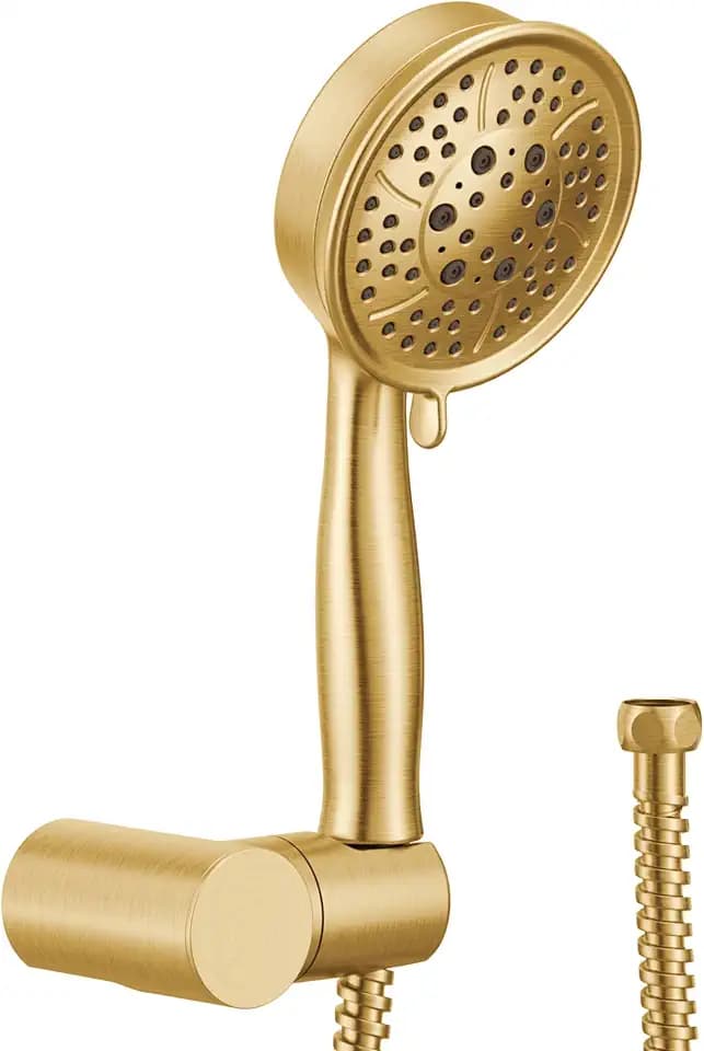 Moen 3636EPBG Acc-Core Four Function Eco-Performance Handheld Shower with Wall Bracket and 69-Inch Hose, Brushed Gold