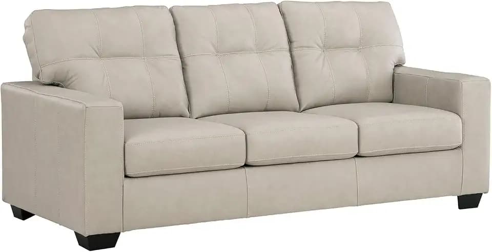 Signature Design by Ashley Leather Match Queen Sofa Sleeper, Bone