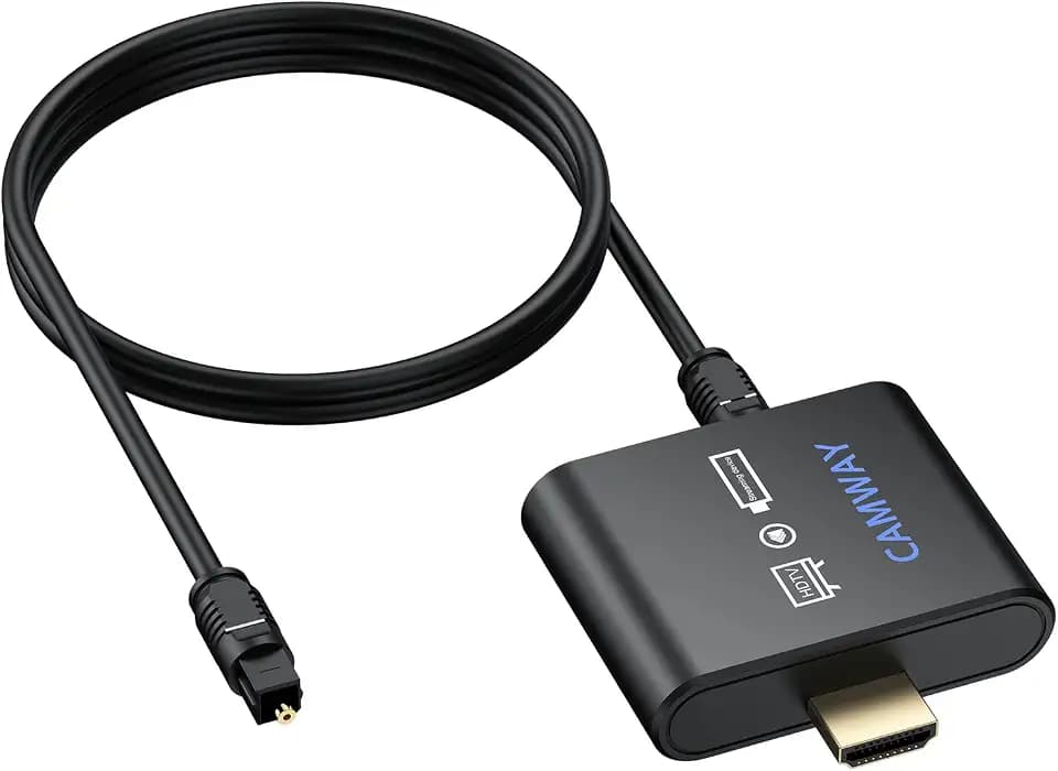 CAMWAY HDMI zu HDMI Optisch Audio Extraktor, 4K@30Hz Optisch Audioausgang Konverter mit 1M optisches Kabel, unterstützt Dobly/DTS 5.1CH, Plug and Play, Audio Konverter für Fire TV Stick Soundbar