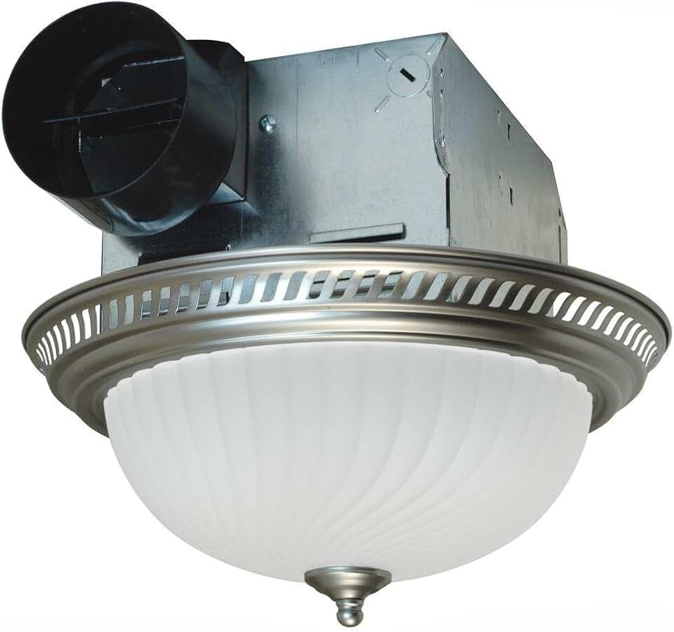 Air King DRLC702 Round Bath Fan with Light, Nickel