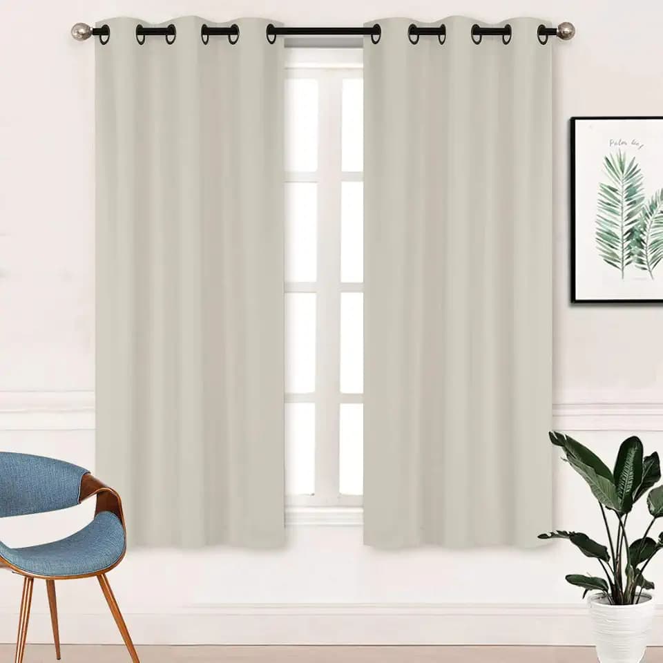 Home Collection Triple Weave Blackout Curtains with Bronze Grommets, 100% Light Blocking, Noise Reducing New (Ivory, 37" W x 62" L (Pack of 2))