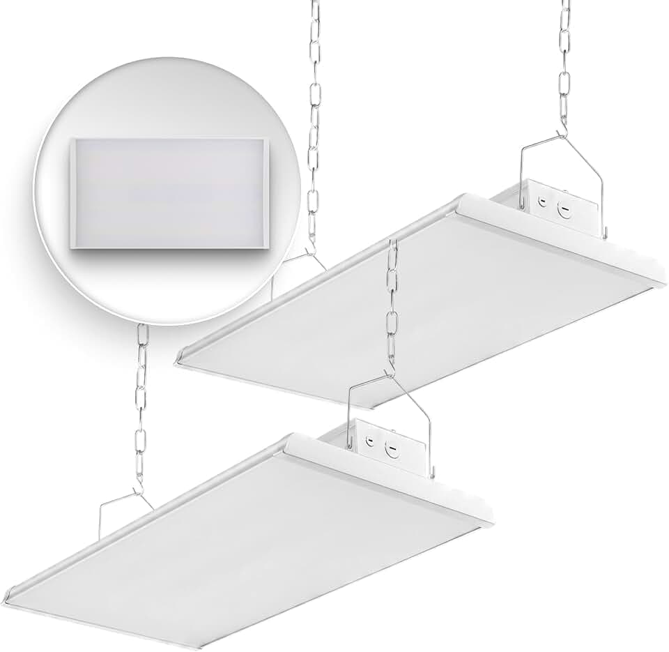 Konlite 2 Pack Linear LED Bay Ceiling Shop Light - 2 Ft - 105W 5000K 1-10V Dimming 14170 Lumens - Equal to 4 lamp T5 Ceiling Light Fixture - No Maintenance for Life