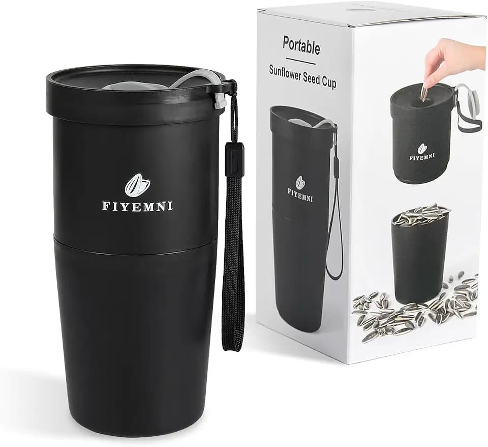 Portable Sunflower Seed Spit Cup, for Pistachios & Cherries, Black