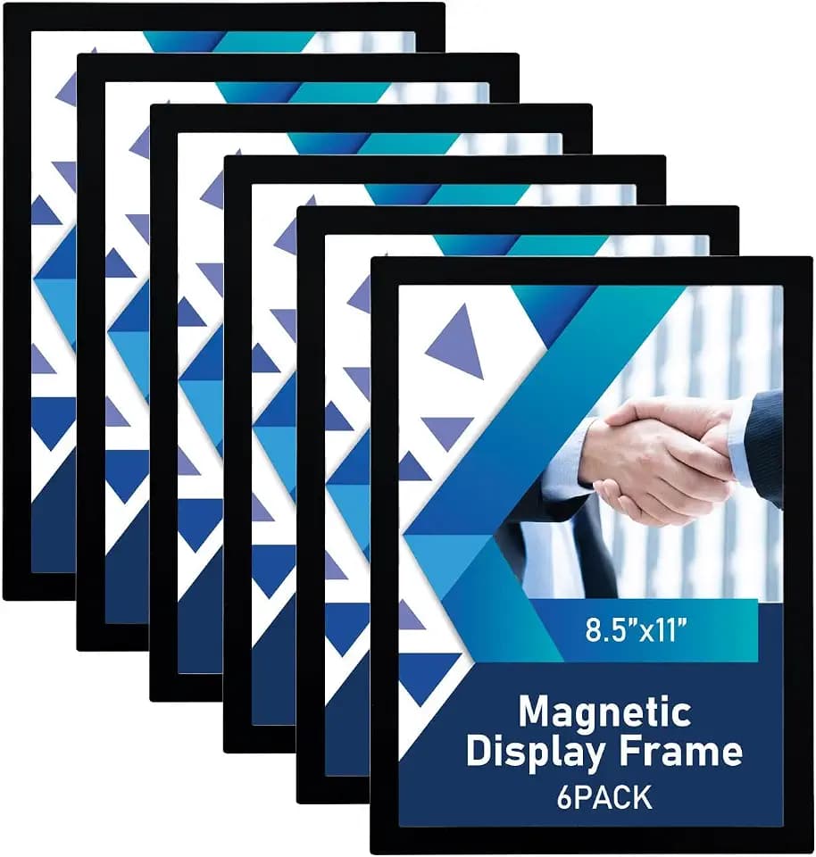 Magnetic Sign Holder,8.5×11 Magnetic Paper Holder,6-Pack,Black